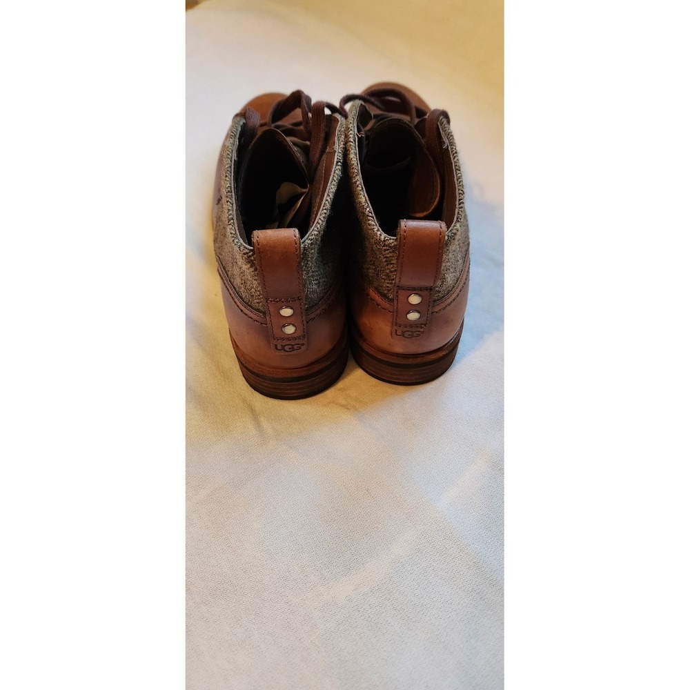 UGG Leighton Bomber Brown Leather Tweed Chukka Boots Mens 9 1005174, NWB - Picture 3 of 7